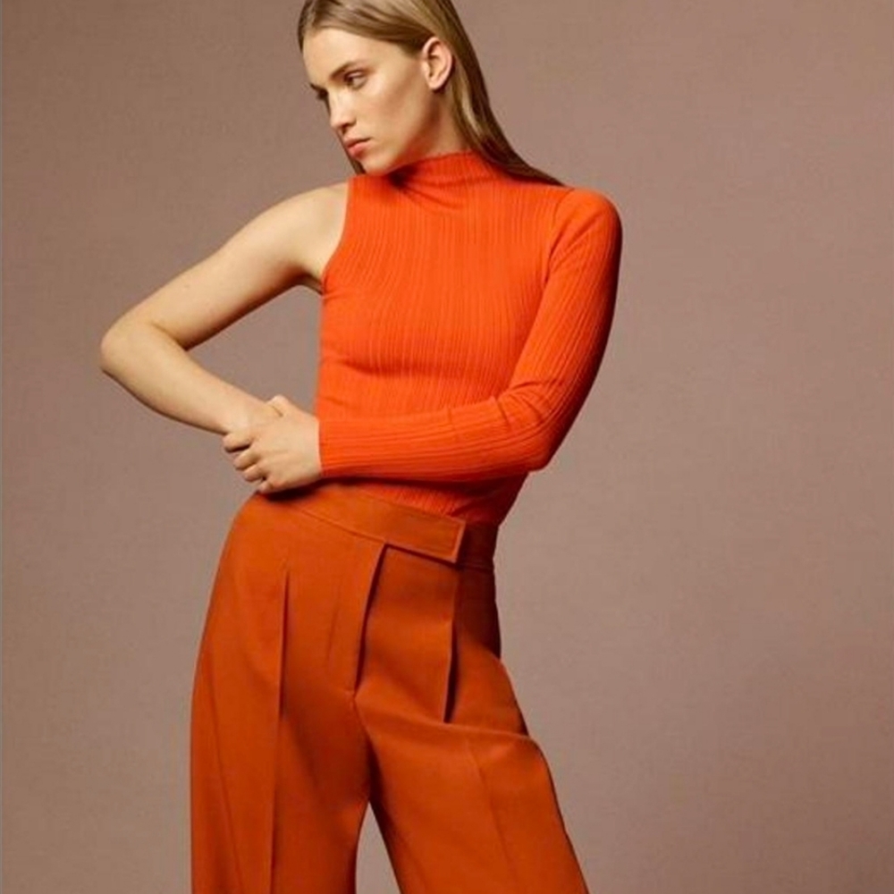 Zara Orange One Shoulder Bodysuit NWT
